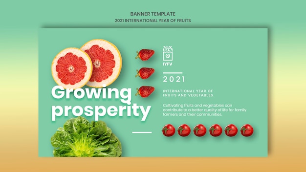 Free PSD fruits and vegetables year banner template