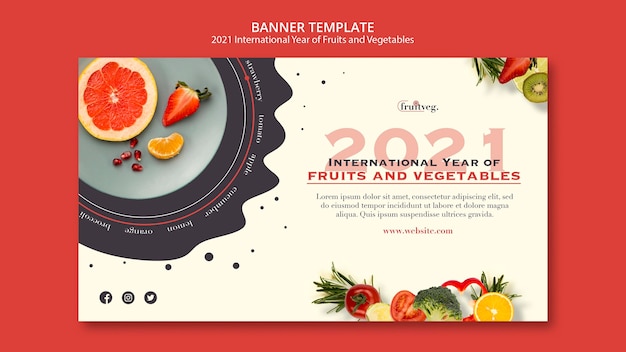 Free PSD fruits and vegetables year banner template