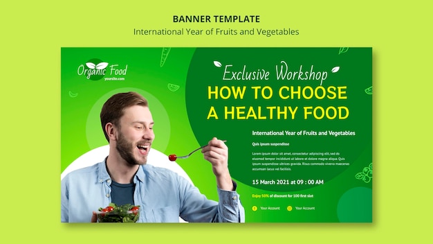 Fruits and vegetables year banner template