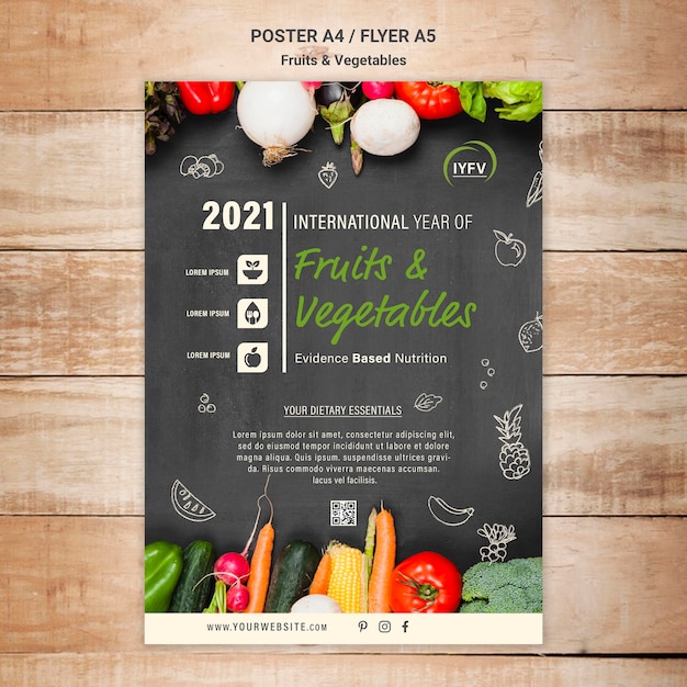 Fruits and vegetables year flyer template