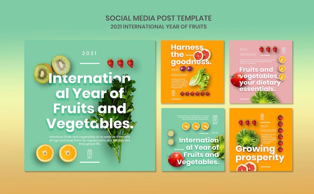 Free PSD fruits and vegetables year instagram posts template