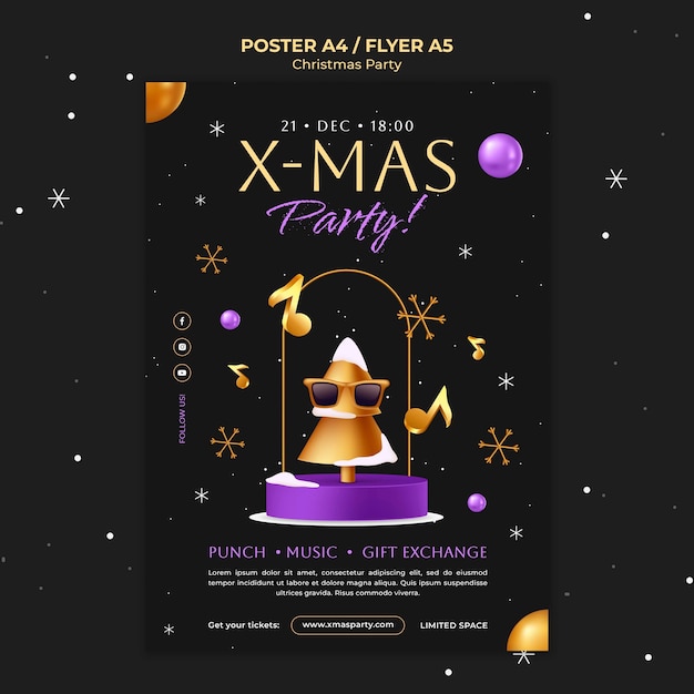 Fun christmas party poster template