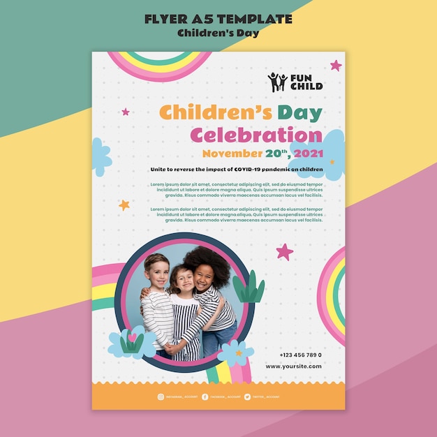 Free PSD fun colorful children's day print template