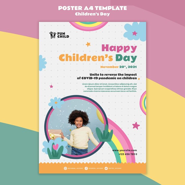 Fun colorful children's day print template