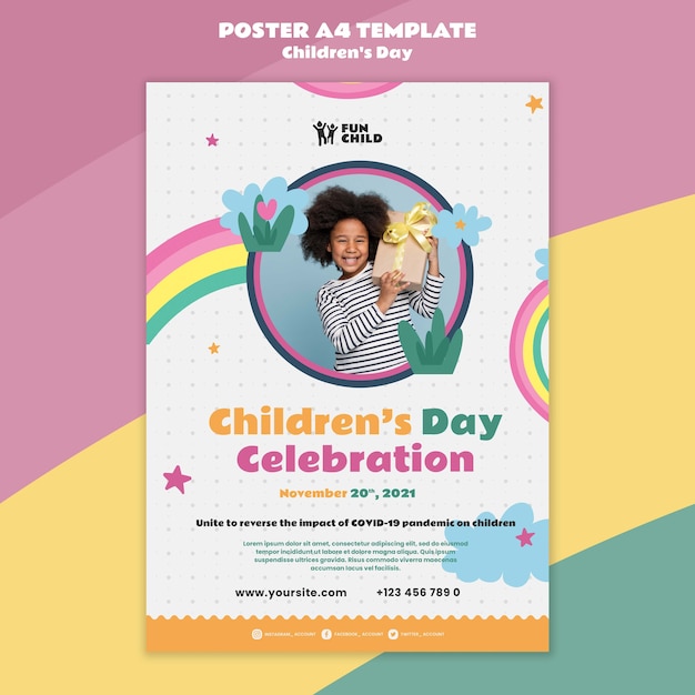 Fun colorful children's day print template