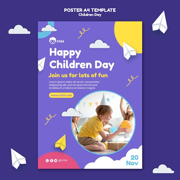 Fun colorful children's day print template