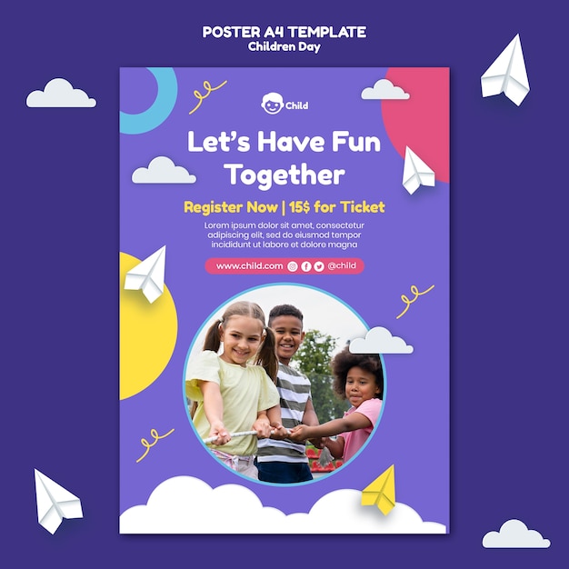 Fun colorful children's day print template