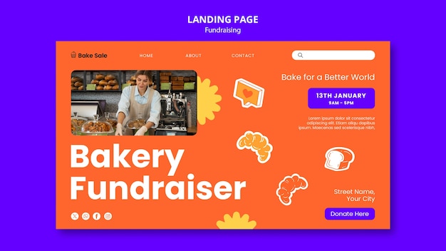 Free PSD fundraising event  landing page template