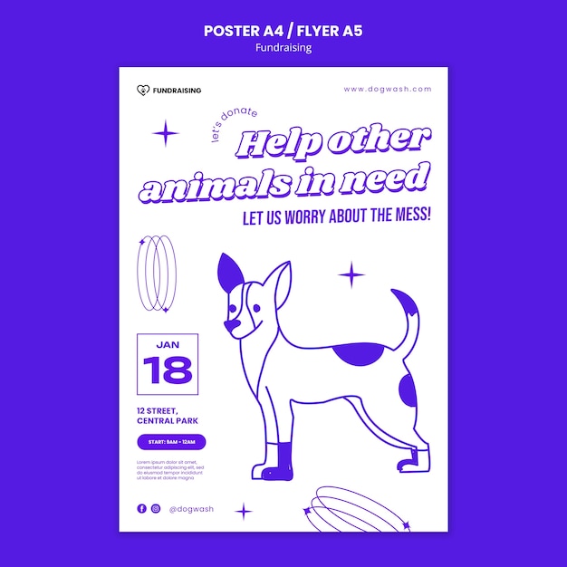 Free PSD fundraising event  poster template