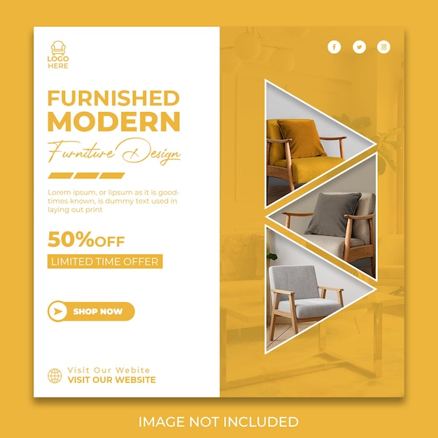 Free PSD furnished modern furniture facebook post design