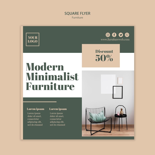 Free PSD furniture concept square flyer template