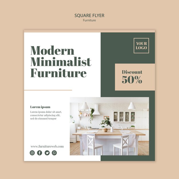 Furniture concept square flyer template