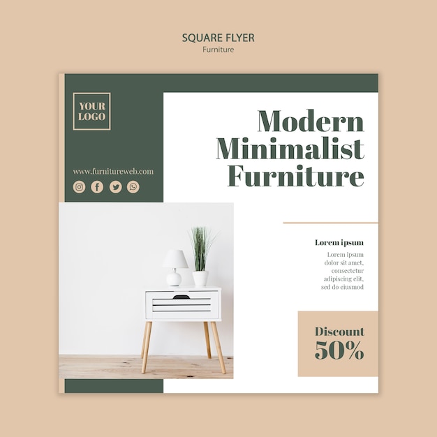 Furniture concept square flyer template