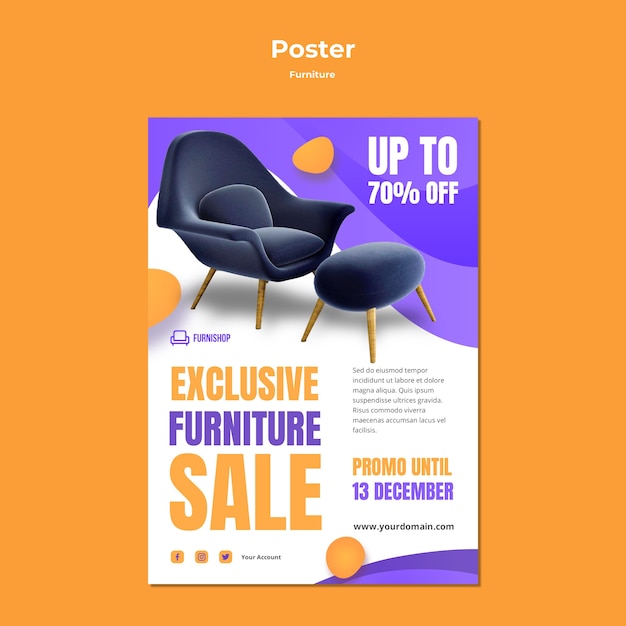 Free PSD furniture sale poster template