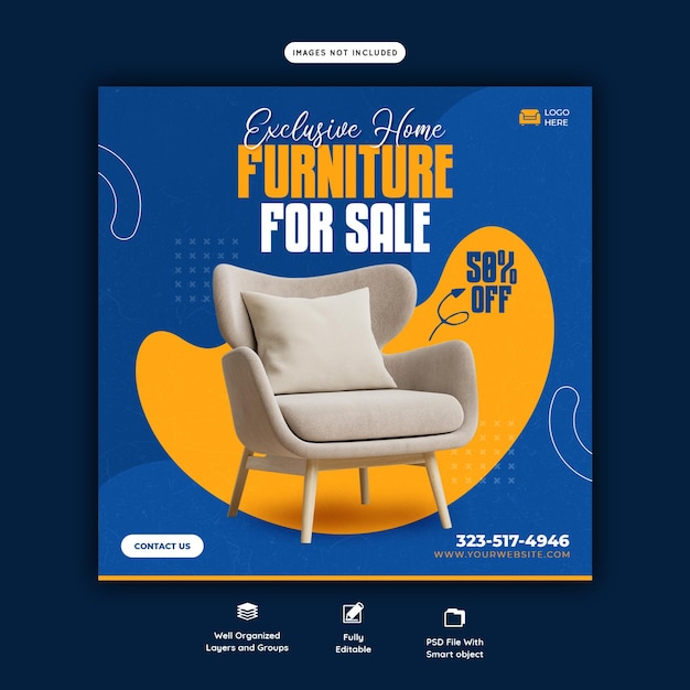 Furniture sale social media banner template