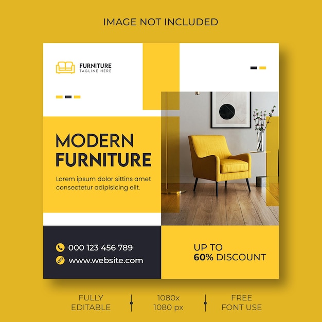 Furniture sale social media post and web banner template