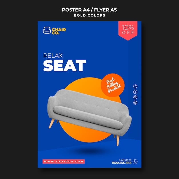 Free PSD furniture store poster template