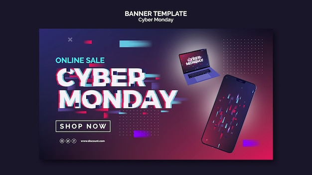 Futuristic cyber monday banner template