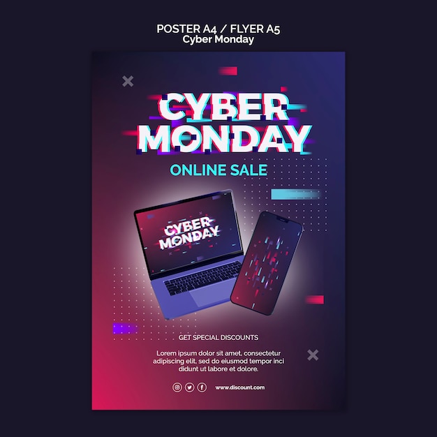 Futuristic cyber monday print template