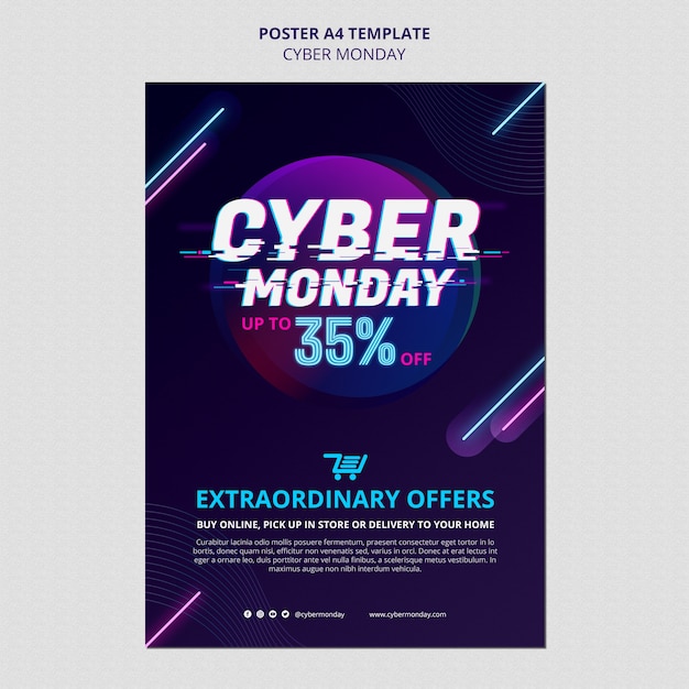 Free PSD futuristic cyber monday print template