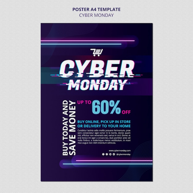 Futuristic cyber monday print template