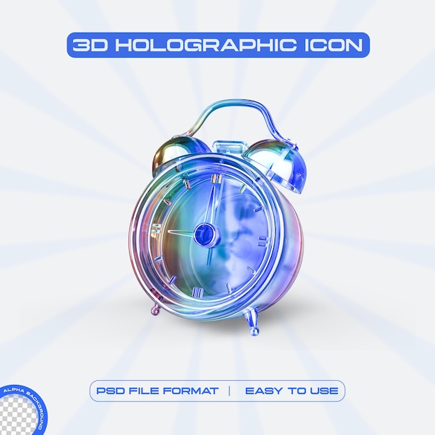 Free PSD futuristic holographic clock icon graphic design concept