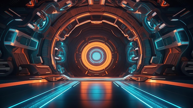 Free PSD futuristic stage backdrop generative ai