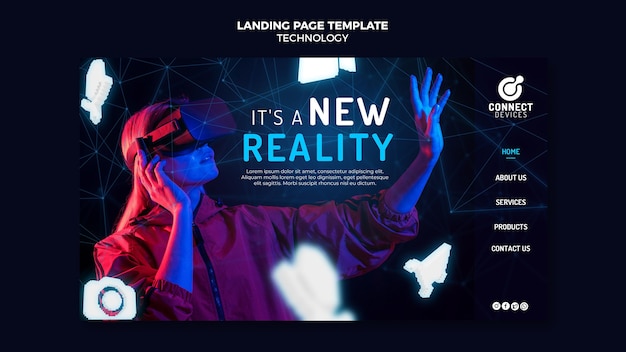 Free PSD futuristic virtual reality landing page template