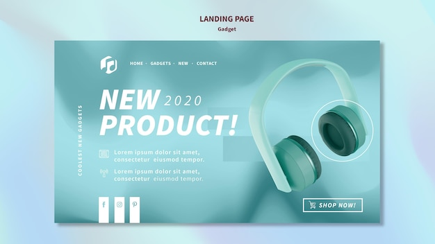 Free PSD gadget concept landing page template