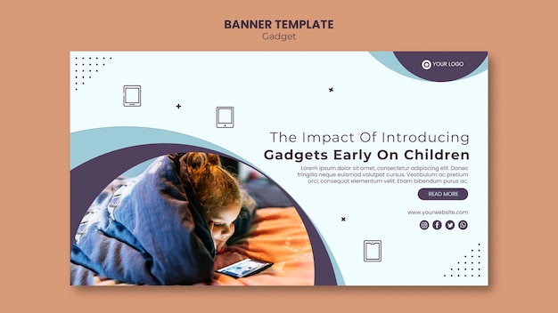 Free PSD gadget impact on kids banner style