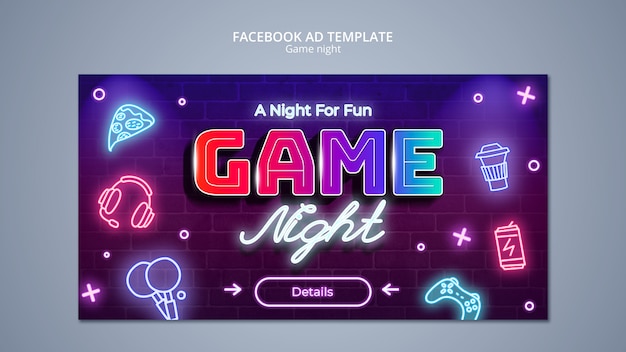 Free PSD game night entertainment  facebook template