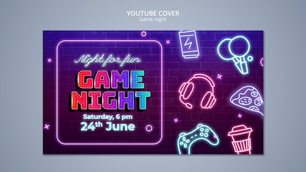 Free PSD game night entertainment  youtube cover