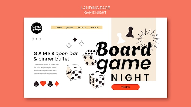 Game night landing page template