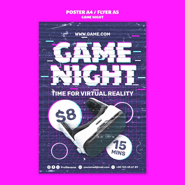 Free PSD game night poster template