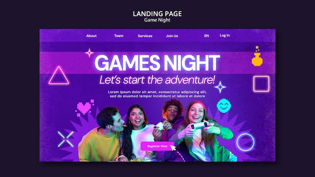 Free PSD game night template design