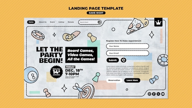 Free PSD game night  template design