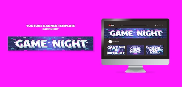 Free PSD game night youtube banner template