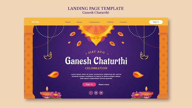 Free PSD ganesh chaturthi landing page design template