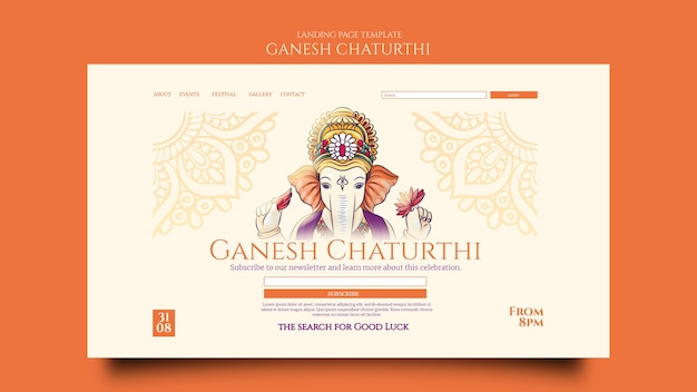 Free PSD ganesh chaturthi landing page template with mandala