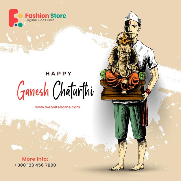 Ganesh Chaturthi Social Media Banner Poster Ad Banner.