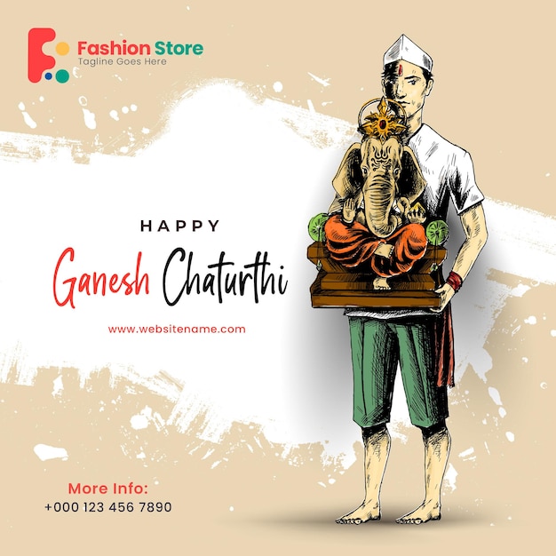 Ganesh Chaturthi Social Media Banner Poster Ad Banner.