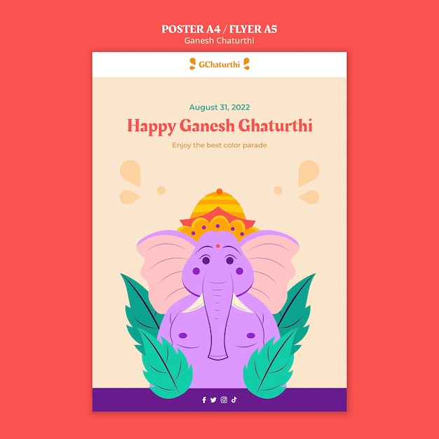 Free PSD ganesh chaturthi vertical poster template