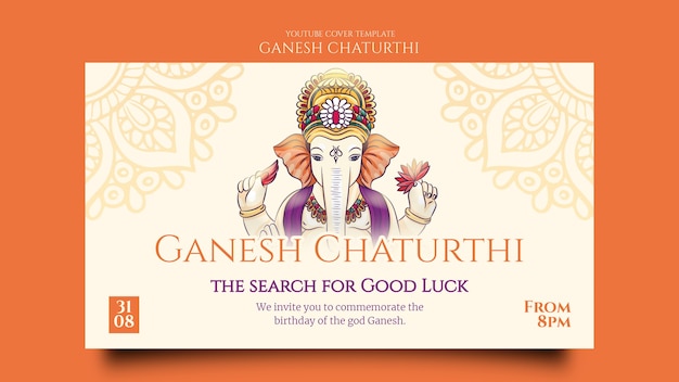 Free PSD ganesh chaturthi youtube cover template with mandala