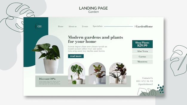 Free PSD garden planting and yardwork landing page template