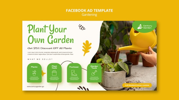 Free PSD gardening facebook ad template design