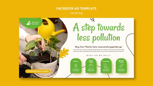 Gardening facebook ad template design