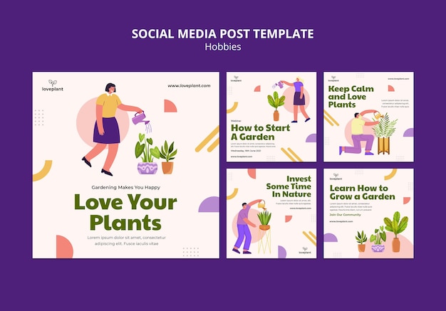 Free PSD gardening hobby social media post