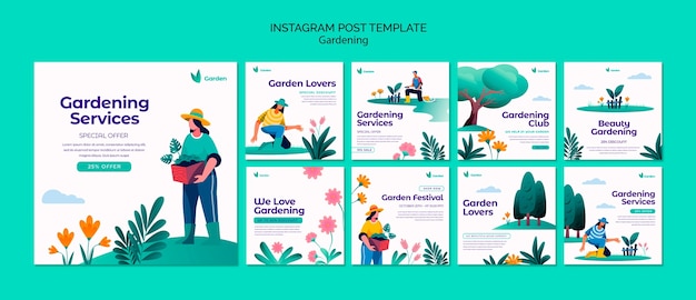 Free PSD gardening instagram post design template