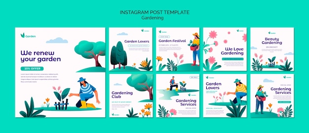 Free PSD gardening instagram post design template