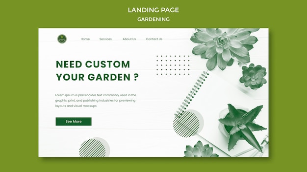 Free PSD gardening landing page webtemplate